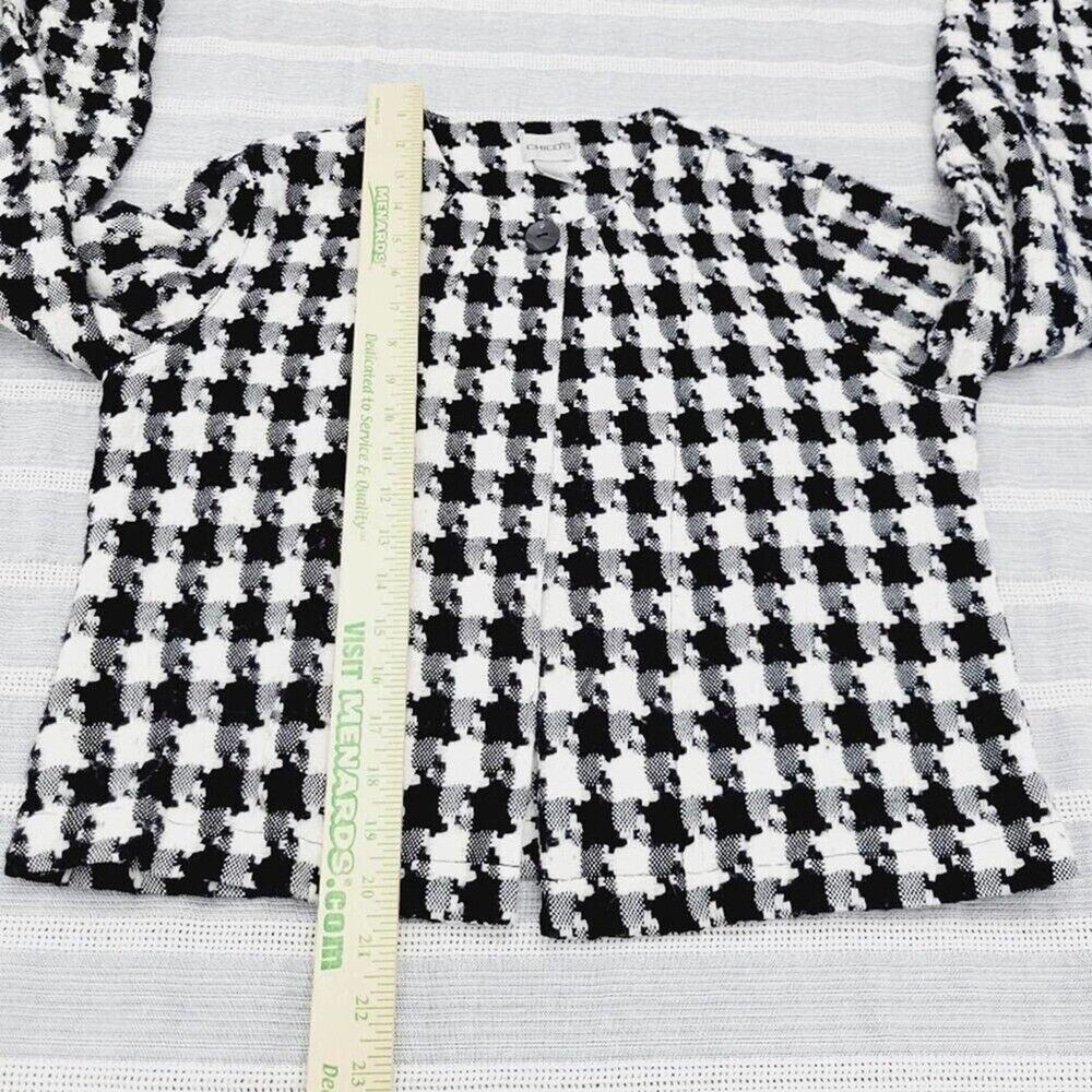 Chico's Womens Black White Houndstooth Vintage Aesthetic Jacket Size Small - Picture 8 of 13